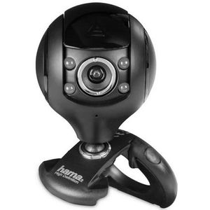 Hama 720p HD 720p webcam (ideale webcam voor thuiswerken 360 graden draaibaar) met geïntegreerde microfoon en camera-afdekking, zwart