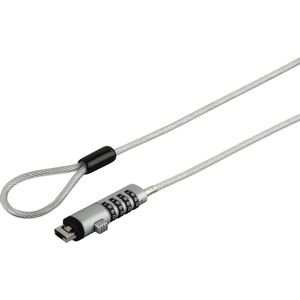 Hama Laptop slot USB vrouwelijk combinatieslot diefstalbeveiliging extra dikke kabel van koolstofstaal diameter 5,5 mm lengte 1,8 m universeel slot voor apparaten