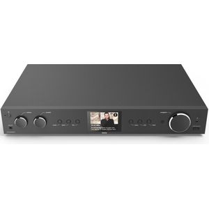 Hama DIT2105SBTX DAB Tuner HiFi digitale radio internet radio FM radio FM WLAN stereo ontvanger Spotify Amazon Music afstandsbediening USB AUX wekker DIT2105SBTX zwart