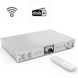 Hama DAB Tuner HiFi Digitalradio Internet Radio FM Tuner Bluetooth Tuner HiFi Internetradio Digitalradio FM WLAN Stereo Receiver Spotify Amazon Music Fernbedienung USB AUX Wecker DIT2105SBTX Silber