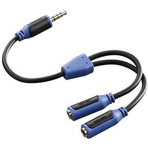 Hama Audio-adapter ""Super Soft"" (voor PS4, PC-headset met dubbele ratel voor 3,5 mm jackstekker, Y-kabel) zwart/blauw