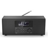Hama Digitalradio DR1400 (DAB/DAB+/FM, Radio-Wecker mit 2 Alarmzeiten/Snooze/Timer, 4 Stationstasten, Stereo, beleuchtetes Display, kompaktes Digital-Radio) schwarz