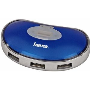 Hama usb 2.0 hub 1:4 blauw bus powerot