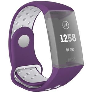 Sportarmband voor Fitbit Charge 3/4, ademend, universeel, paars/grijs