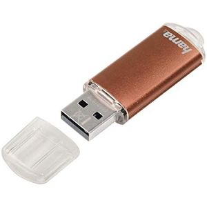 Hama Laeta USB-stick 2.0, 32 GB (gegevensoverdracht tot 10 MB/s, USB-stick met oogring, vergrendelingskap, voor Windows/Macbook, metaal) bruin