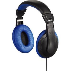 Hama HK-3051 stereo hoofdtelefoon, gesloten, 113 dB, 3,5 mm jackuitgang, 1,2 m kabel, zwart/blauw