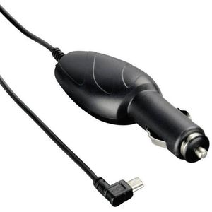 Hama Autolader - Auto oplader Mini USB - Oplaadkabel - LED-indicatie - geschikt voor diverse apparaten - Spiraalsnoer en gehoekte stekker - 0,7 meter - Beveiliging - Zwart
