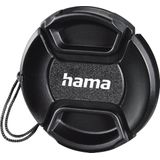 Hama | 55 mm lensdop voor professionele camera (afdekking ter bescherming van de lens met snap-systeem, inclusief koord voor betere grip), zwart