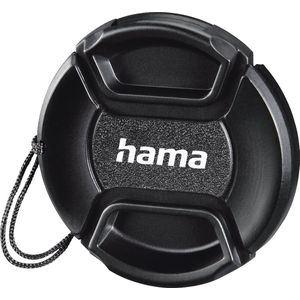 Hama | 55 mm lensdop voor professionele camera (afdekking ter bescherming van de lens met snap-systeem, inclusief koord voor betere grip), zwart