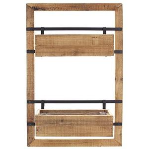 FRANK FLECHTWAREN Plantenbak, plantenrek, wandplantenrek Industria, hout, wandplank voor planten 48 x 73 cm, plantenbak 35 x 13 x 10 cm