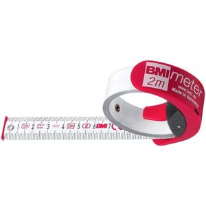 BMI 429241021 meetlint/zakmaat BMImeter 429 | 2 m lang zakmeetlint met roestvrij stalen band (wit gelakt) | lengte: 2 meter, breedte 16 mm, verdeling/schaal: MM, 1 stuk