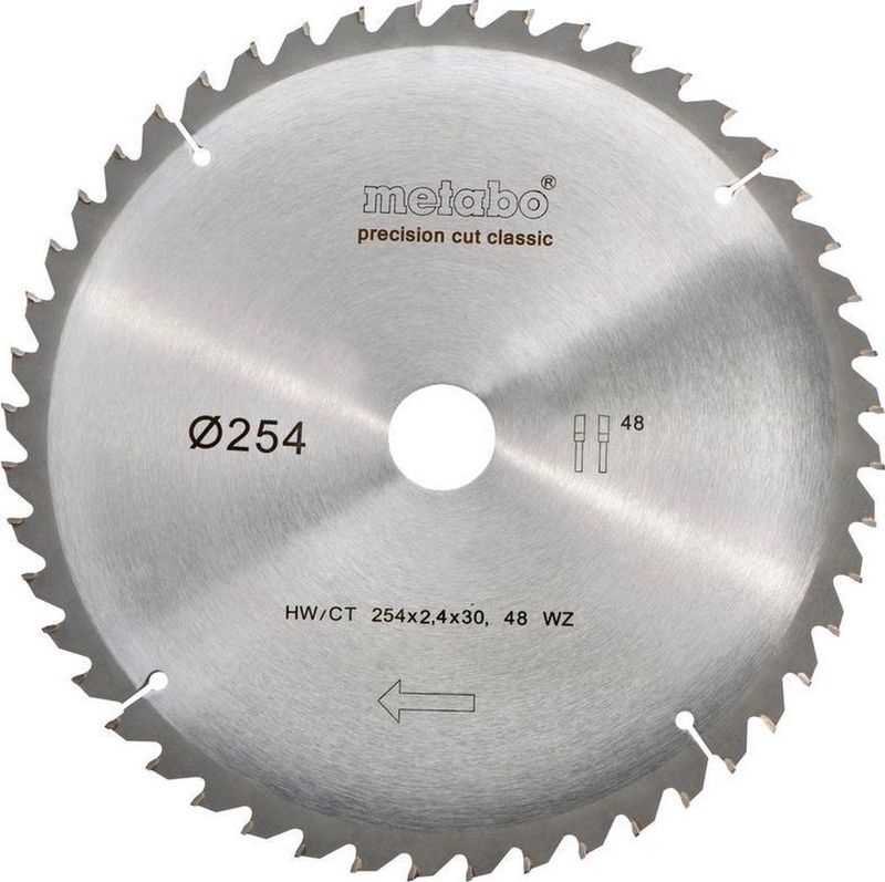 Metabo 628061000 Precision Cut Cirkelzaagblad - 254 X 30 X 48T - Hout