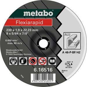 Metabo Accessoires Doorslijpschijf Ø 115x1,0x22,23 mm Aluminium Flexiarapid - 25 stuks - 616512000