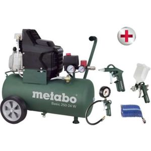 Metabo Basic 250-24 W Compressor + LPZ 4 toebehorenset - 1500W - 8 bar - 24L - 95 l/min