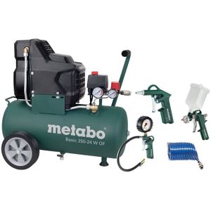 Metabo Basic 250-24 W OF SET Compressor + LPZ-4 Toebehorenset - 1500W - 8 Bar - 24L - 100 L/min