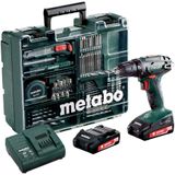 Metabo BS 18 - Accuboormachine- 18V - Incl. 2 Li-ion (2,0 Ah) Accu-pack - Lader en Toebehorenset