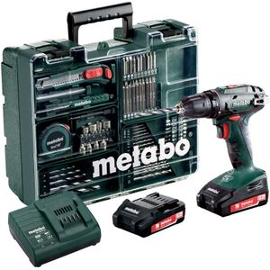 Metabo BS 18 - Accuboormachine- 18V - Incl. 2 Li-ion (2,0 Ah) Accu-pack - Lader en Toebehorenset