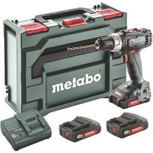 Metabo 602321540 accu-boormachine BS 18 L set 18V, 3x 2Ah Li-Ion batterijen, incl. oplader, in koffer, max. koppel: 25Nm (zacht) / 50Nm (hard), boor-Ø