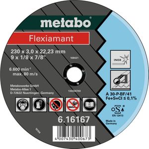 Metabo Accessoires Doorslijpschijf Ø 230x3,0x22,2 RVS Flexiamant super - 25 stuks - 616167000