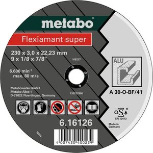 Metabo Flexiamant Super slijpschijf aluminium (universele schijf, open structuur; kwaliteit: A 30-O, 12200/min) 616752000