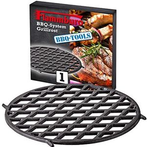 FLAMMBURO BBQ-systeem rooster Ø 30 cm – gietijzer met porselein geëmailleerde coating – perfecte grillmarkering voor het grillvoedsel – diameter 30 cm – compatibel met de gangbare BBQ-systemen