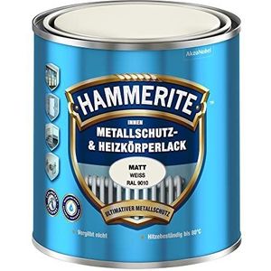 Hammerite 5117865 Binnen metalen Beschermings- En Radiatorlak, Zuiver Wit Ral 9010 Mat 0,5L