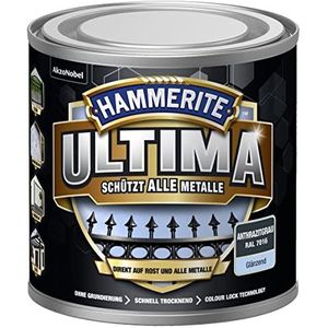 5379719 Hammerite ULTIMA metaalbescherming lak roest 250ml glanzend antracietgrijs RAL 7016