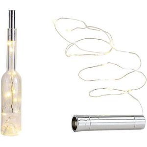 Flessenstoppen/kurken zilver met verlichting/vaasverlichting 10 lampjes - Sfeerverlichting voor in een fles