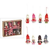 8x stuks kersthangers poppetjes 4 x 7 x 3 cm kerstornamenten - Textiel ornamenten kerstversiering