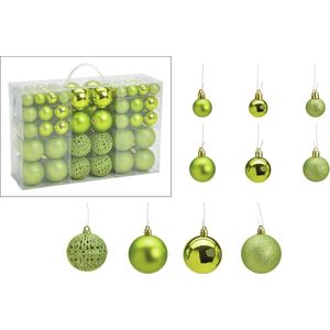 Bellatio decorations Kerstballen - 100 stuks - lime groen - kunststof