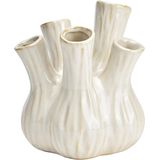 Bloemenvaas - tulpenvaas - wit - keramiek - L20 x B20 x H21 cm - toetervaas