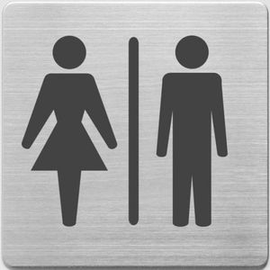 Toilet schild hout toiletbord toilet deur schild dames heren pictogram (24x24cm