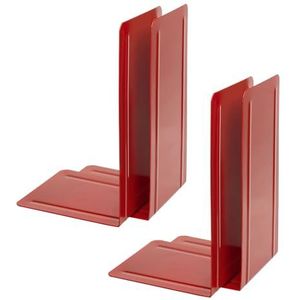 ALCO 4303-10-4 - Boekensteunen van metaal, 4 stuks, rood, 14 x 24 x 13 cm, voor school, kantoor en thuis