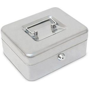 Alco Geldkassette Stahlblech mit Schloss 195x145x80mm silber
