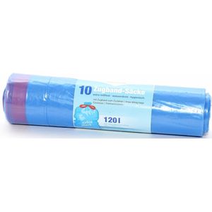 Afvalzakken/vuilniszakken - 10x - 120 liter - blauw - incl. handvaten