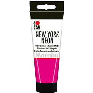Marabu 12660050334 - New York neon, neonverf neonroze 100 ml, geschikt voor blacklight, op waterbasis, lichtecht, weerbestendig, sneldrogend, voor penselen en stippen op absorberende ondergronden