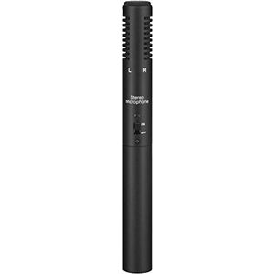 MONACOR ECM-600ST electret stereo microfoon voor gebruik met videocamera's, zwart