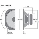 Monacor SPH-68X/AD 5 inch 13 cm breedbandluidspreker 60 W 8 Ω