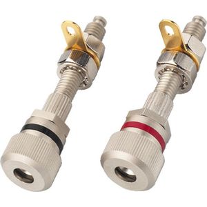 Monacor BP-420, speaker terminals, Edelstahl, Nickel