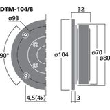 Monacor 8 Ohm 100 Wmax 45 Wrms Tweeter HiFi Dome