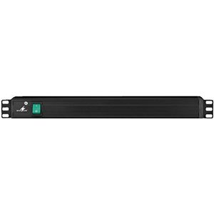MONACOR RCS-85/SW 11.1850 Rack Socket Strip met Verlichte Centrale Schakelaar en 8 Schuko Sockets Achter Zwart