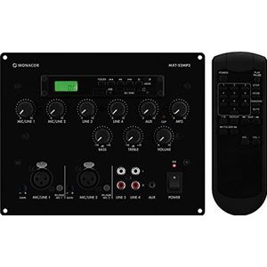 Monacor MXT-52MP3 Mixer met ingebouwde MP3-speler voor inbouw muur gemonteerd - zwart