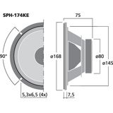 MONACOR SPH-174KE Hi-Fi bas-midrange driver, luidsprekerchassis in klassiek design en met hoogwaardig diafragma voor installatie in kistbehuizing, in zwart/beige