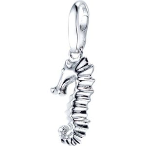 Giorgio Martello charm, bedel, hanger 925/000 gerhodineerd gepolijst zilver zeepaardje met karabijnslot.