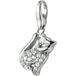 Giorgio Martello Milano - Charm Katze mit Zirkonia, Silber 925 Charms & Kettenanhänger 1 ct Silber Damen (48.99 € / 1 ct)