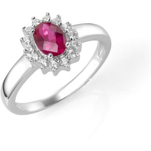 Zilveren ring met rode / roze steen | Maat 56 | Giorgio Martello | 925 zilver