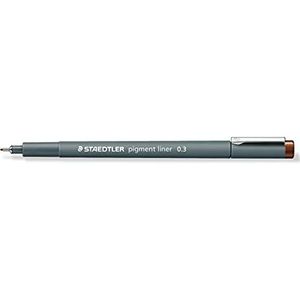Staedtler 308 03-76 VE pigment liner (fineliner met hoogwaardige pigmentinkt, waterbestendig, lichtbestendig, onuitwisbaar, lijnbreedte 0,3 mm, etui met 10 pigment liners) bruin