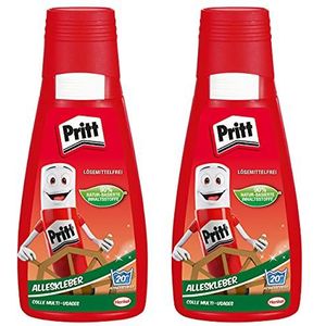 Pritt Universele lijm, sneldrogende lijm en eenvoudig aan te brengen, oplosmiddelvrije vloeibare lijm voor kinderen, witte lijm voor vele knutselmaterialen, voordeelverpakking van 2 x 100 g