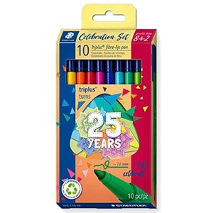 STAEDTLER 323 C10 TA Triplus Colour Limited Edition Fibre-Tip pennen, 1,0 mm - diverse kleuren (Pack van 8 + 2 GRATIS)