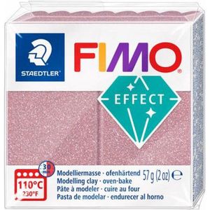 FIMO effect ovenhardende boetseerklei standaard blokje 57 g - glitter rosé gold